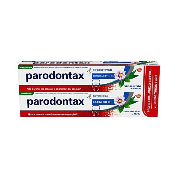 Parodontax Dentifrice Fra�cheur Intense Dentrifice, Soulager La Sensibilit� Dentaire, Extra Fresh, Lot de 2x75 ml