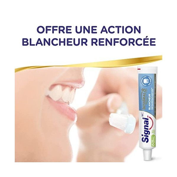 Signal Liquide Dentifrice Integral 8 Antibactérien Blancheur pas de saveur, Action anti-plaque pendant 24h Lot de 6x75ml 