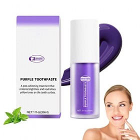 Gel Dentifrice de Nettoyage Buccal/ Blanchissant Violet,Dentifrice Correcteur Violet,pour Blanchiment des Dents,30ml