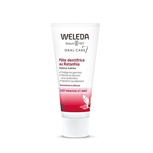 WELEDA - Pâte Dentifrice au Ratanhia - Formule Naturelle pour une Haleine Fraîche - Goût Menthe/Anis - Tube 75 ml