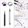 1440 Pièces Strass, 6 Tailles Cristaux AB Strass Nail Art, Cristal Strass avec Pincette Pick Up et Stylo Pointeur Strass pour