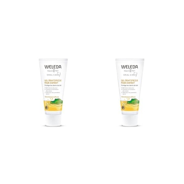 WELEDA - Gel Dentifrice pour Enfant - Formule Naturelle Sans Fluor - Goût Agréable - Tube de 50 ml Lot de 2 