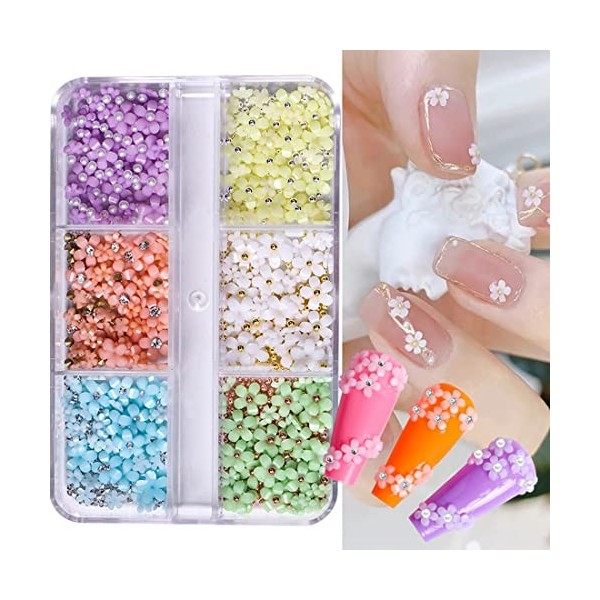 XPEX 2 Boîtes Flower Nail Art, Fleurs Ongle Nail Art 3D, Élégantes Ongles Embellissements,Beau et Charmant, Petit et délicat,