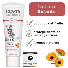 lavera Dentifrice enfants - sans fluor et sans colorants - avec Calendula et Calcium - Cosmétique naturelle - Soins dentaires