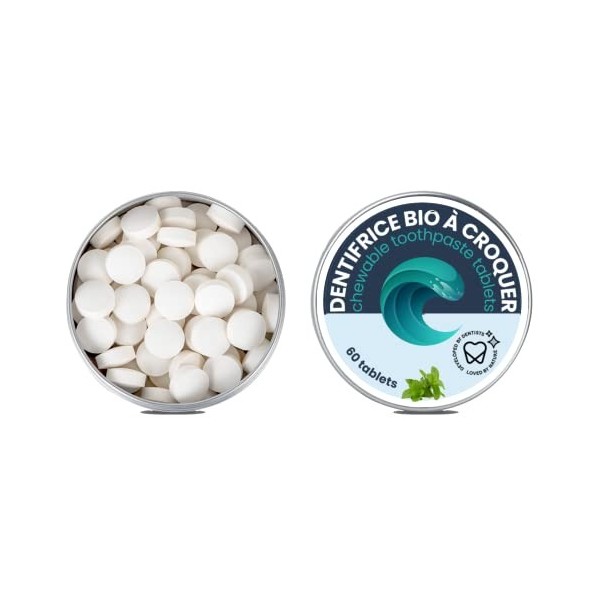 Oceansrespect 60 pastilles de dentifrice - Boîte alu - Sans fluor