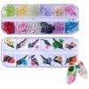 Ranvi 3000 pièces 5 boîtes Kit strass nail art Kit strass ongles avec 1 pièce, cloutés multicolores strass en œil de cheval