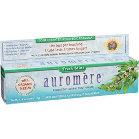 Auromere Fresh Mint Ayurvedic Formula Toothpaste 4.16 oz. Pack of 5 by Auromere English Manual 