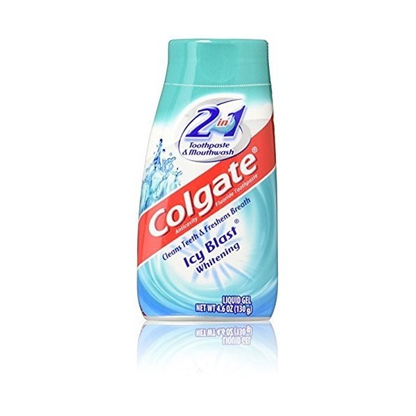 Colgate 2-in-1 Dentifrice et rince-bouche, blanchissant glace fourneaux, Tubes 4,6 onces Pack de 6 