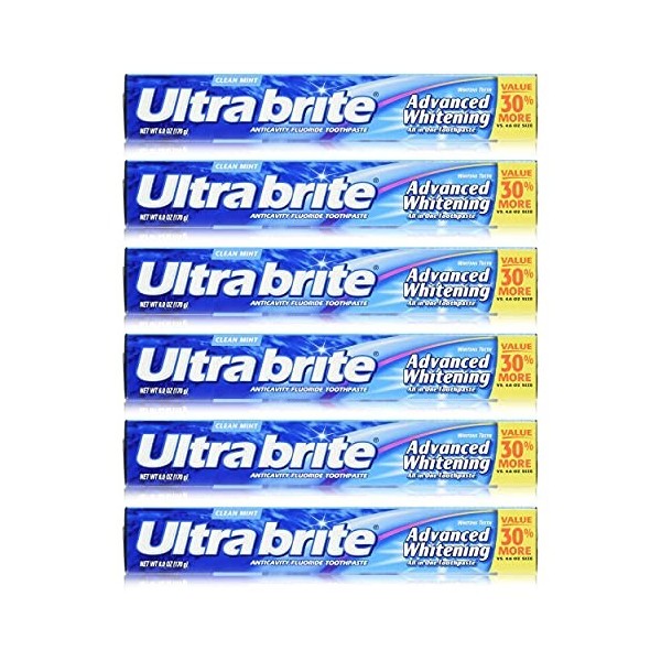 Colgate Ultra Brite avancée Whitening Toothpaste Fluoride, Menthe, 6 Count