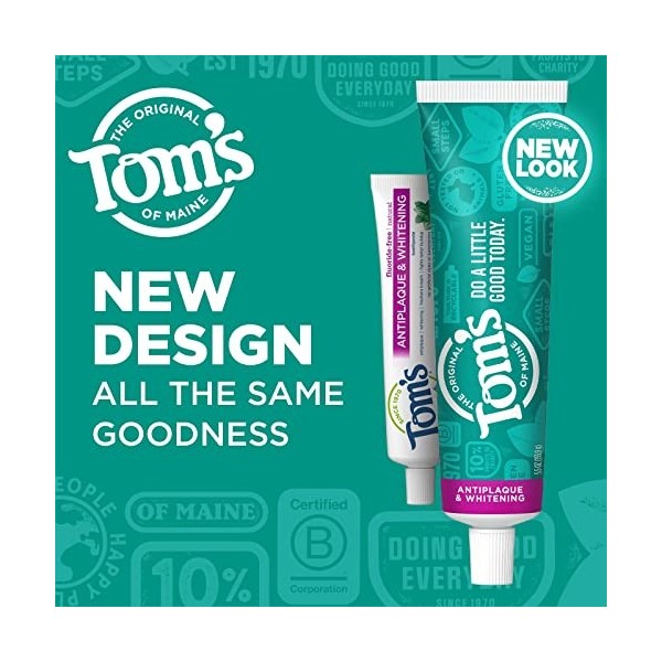 Toms Of Maine Antiplaque and Whitening Lot de 2 dentifrices sans fluorure Menthe poivrée 155,9 g