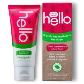 Hello Kids Fluoride Free and SLS Free Toothpaste, Natural Watermelon 4.2oz by Hello Oral Care