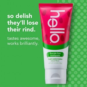 Hello Kids Fluoride Free and SLS Free Toothpaste, Natural Watermelon 4.2oz by Hello Oral Care