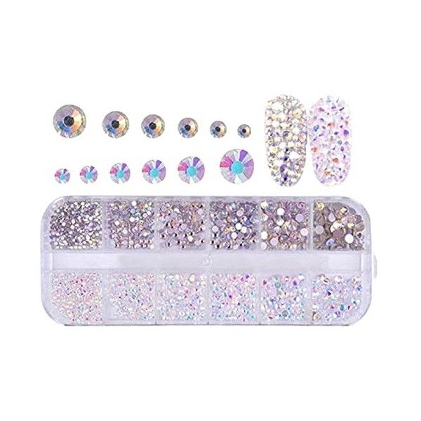 1400 Pièces Pierres Précieuses Adhésif Strass Cristal Autocollants, Acrylique Coloré 3D Strass à Ongles Art Décorations Acryl