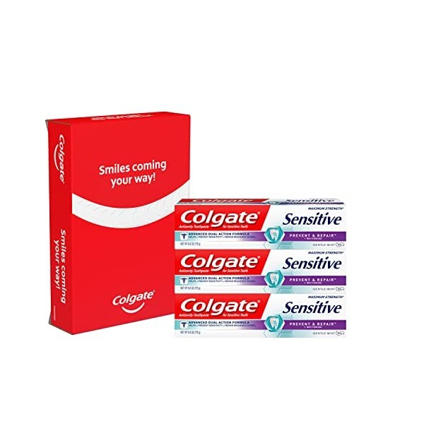 Colgate Sensitive Toothpaste, Prevent and Repair - Paste Formula 6 Ounce, 3 Count 