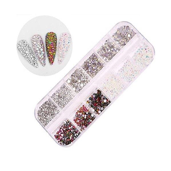 1400 Pièces Pierres Précieuses Adhésif Strass Cristal Autocollants, Acrylique Coloré 3D Strass à Ongles Art Décorations Acryl