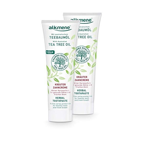 alkmene Dentifrice à base de plantes à lhuile darbre à thé - pate dentifrice végan dent sensible sans silicones, parabènes 