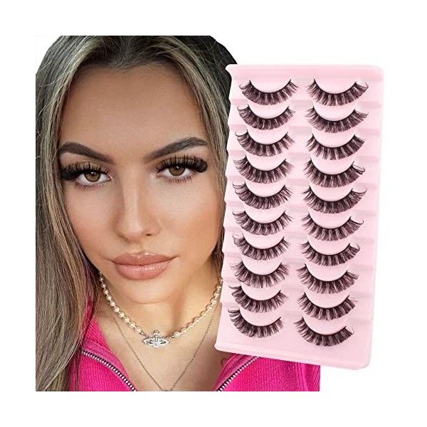 Parriparri Faux Cils Volume Russe Cils 3D Russian Lashes 10 Paires Faux Cils Naturel Dramatique Fluffy False Mink Eyelashes V