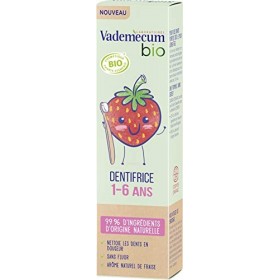 Vademecum Pâte Dentifrice Enfant Junior 1-6 ans, Arôme Naturel de Fraise, Certifié Bio, Sans Fluor, 99% dIngrédients dOrigi