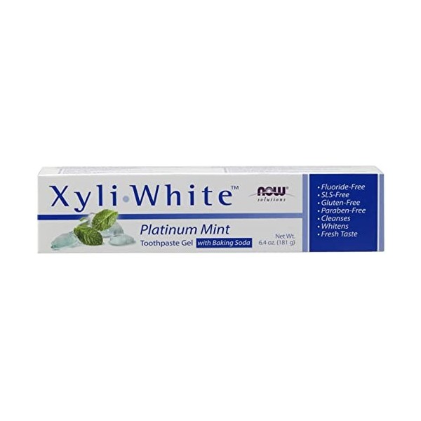 Solutions, Xyli-Blanc, Toothpaste Gel avec bicarbonate de soude - Now Foods