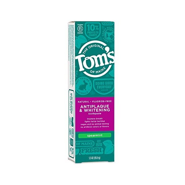 Toms Of Maine Antiplaque & Whitening Toothpaste Spearmint - Fluoride-Free 5.5 oz