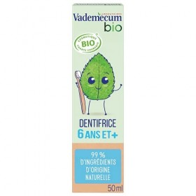 Vademecum Dentifrice Enfant Junior 6 Ans et Plus, Arôme Naturel de Menthe, Certifié Bio, Sans Fluor, 99% dIngrédients dOrig