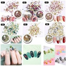 EBANKU 6 boîtes Kit strass nail art Kit strass ongles, 3D Strass à Ongles Art Décorations Kit Strass DIY Nail Art pour fourni