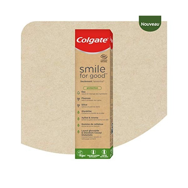 COLGATE - Dentifrice Naturel Smile For Good Protection - Seulement lessentiel - Tube avec plastique recyclable** et carton R