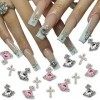 25 Pièces Planétaires Nail Art Strass Blanc Rose Strass Ongle Nail Art 3D Croix Strass Saturn Shape Design Bijoux Ongles Shin