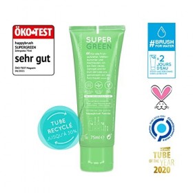 happybrush® Dentifrice vegan SuperGreen à lextrait de thé vert - Dentifrice naturel pour avoir des dents saines - lot de 5 x