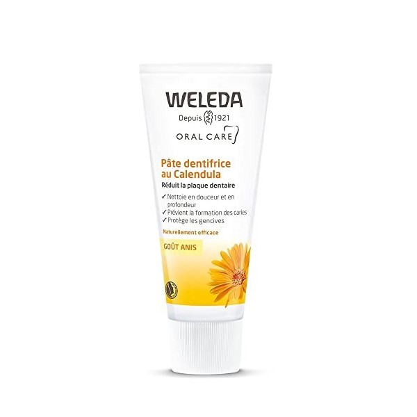 WELEDA - Pâte Dentifrice au Calendula - Formule Naturelle pour Réduire la Plaque Dentaire - Goût Anis - Tube 75 ml