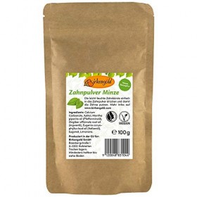 Birkengold Recharge de poudre dentaire à la menthe 100 g | Protège lémail | Ingrédients 100% naturels | Sans agents moussant
