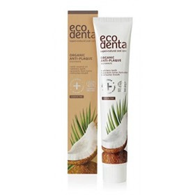 Ecodenta Dentifrice Anti-Plaque Sans Fluor Dentifrice Certifié Bio 75 ml Aux Ingrédients Naturels - Huile de Coco Jus dAloe 