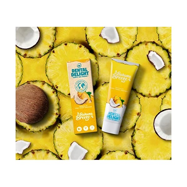 DENTAL DELIGHT Bahama Breeze |4x dentifrice goût ananas- noix de coco | vegan climatiquement neutre sans microplastique