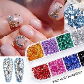 2500 Pièces Strass art dongle pour nail art, Gems à Dos Plat Rond Cristal Strass avec Pincette Pick Up pour la décoration de