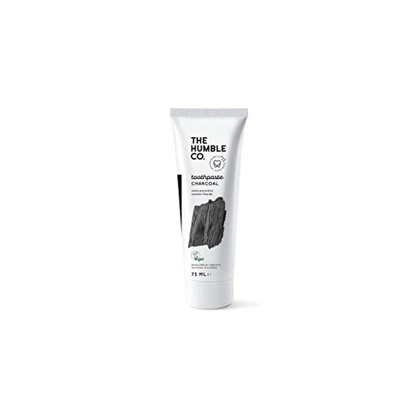 The Humble Co. Dentifrice Naturel au Fluorure 1 x75ml | Charbon | Ecologique, Vegan, Approuvé par les Dentistes - Empêche l