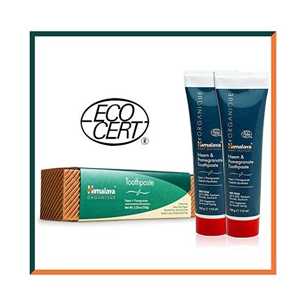 Neem & Pomegranate Toothpaste | Dentifrice sans fluorure | Végétarien | 2 pack of 150g 2-Pack 