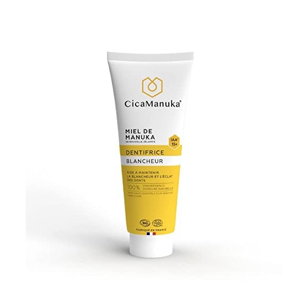 CicaManuka - Dentifrice blancheur au miel de Manuka IAA15+ Maintient léclat des dents Certifié Bio 75ml