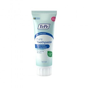 TePe Pure, dentifrice, menthe douce, dentifrice quotidien au fluor très doux pour les gencives sensibles et la bouche sèche, 