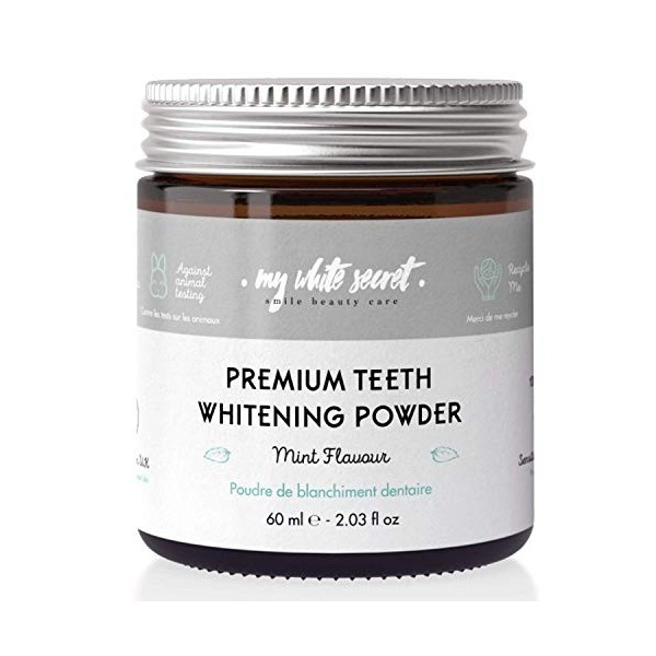 My White Secret Polvo Blanqueador - polvo blanqueador de carbón activado - 60ml - fórmula vegana 100% natural