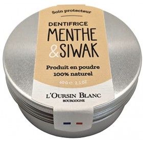 Dentifrice en poudre Menthe&Siwak - 60 g - Ayurvédique - Soin Protecteur, Reminéralisant et Blanchissant Naturel
