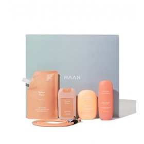 HAAN - Coffret Cadeau Corail - Détergent Cacahuète 30 ml + Sachet Recharge 100 ml, Crème Cacahuète 50 ml, Dentifrice 55 ml - 