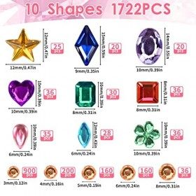 1722 Pièces Strass Autocollant, Gem Auto-Adhésifs Strass a Coller, Acrylique Diaman Gommettes Brillantes, Cristal Bijoux Stra