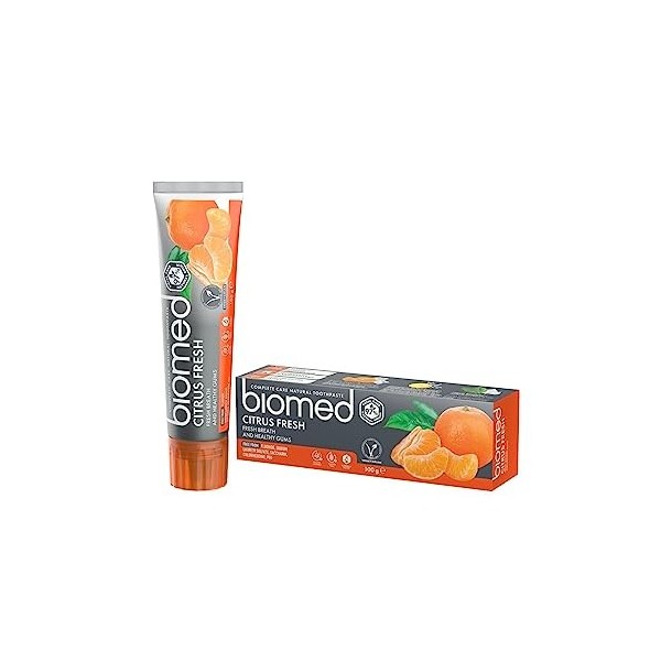 Dentifrice BIOMED Citrus Fresh pour une haleine fraîche - dentifrice sans fluor et 97% naturel - arôme orange-agrumes - sache