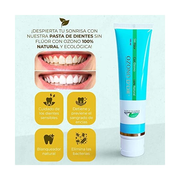 OZONO DOR - Dentifrice Sans Fluor BIO. 100% Naturel con Ozone Pour Dents sensibles | dentifrice blanchissant Vegan Anti-plaq