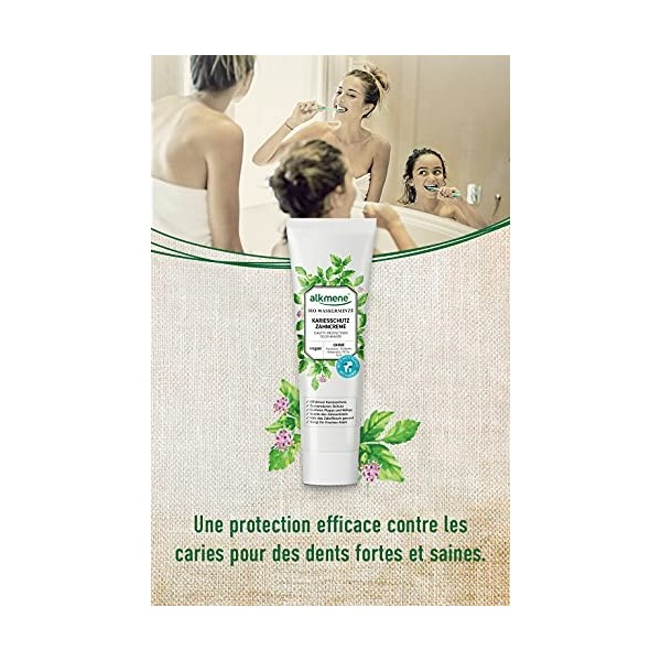 alkmene Dentifrice menthe aquatique biologique - dentifrice végan - 6 fois la protection sans silicones, parabènes, huiles mi