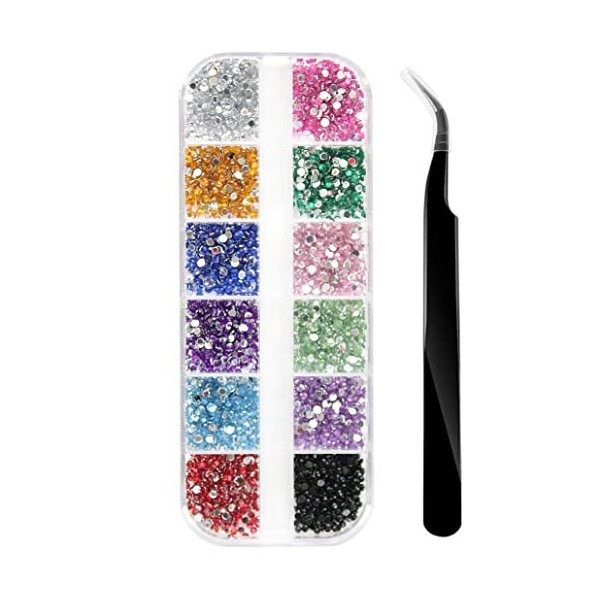 1500 Cristal Strass Diamant Deco Bijoux Ongles pour Nail Art, Visage Maquillage - Multicolore