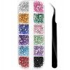 1500 Cristal Strass Diamant Deco Bijoux Ongles pour Nail Art, Visage Maquillage - Multicolore