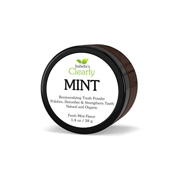 Clearly MINT Poudre dentaire naturelle reminéralisante pour des dents saines, des dents sensibles, anti-carie. Dentifrice bla...