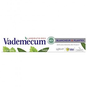 Vademecum - Dentifrice - Blancheur et Plantes - Menthe et Sauge - Dents plus blanches dès 10 jours - 98% dingrédients dorig