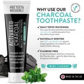 Dentifrice blanchissant instantané Pro Teeth Whitening Co. – Élimine les Taches, Nettoie en profondeur et blanchit – Charbon 